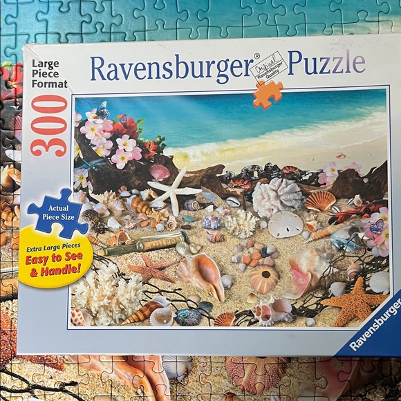 🧩 300 Large Piece Ravensburger “Sea Shell Seashore”. Rare. Beautiful. Complete. - Picture 1 of 8